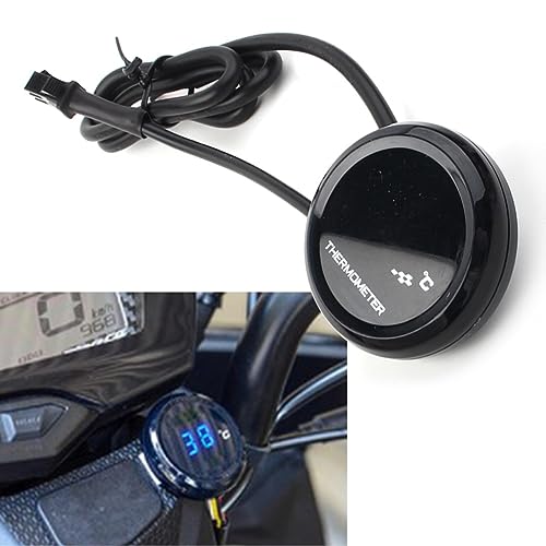 Cnfang4 Universal LCD Motorcycle Handlebar Mount Black Clock Temperature Thermometer For Most Motorcycles ATV Go Karts Quads Sport Dirt Bike Motocross Off Roads