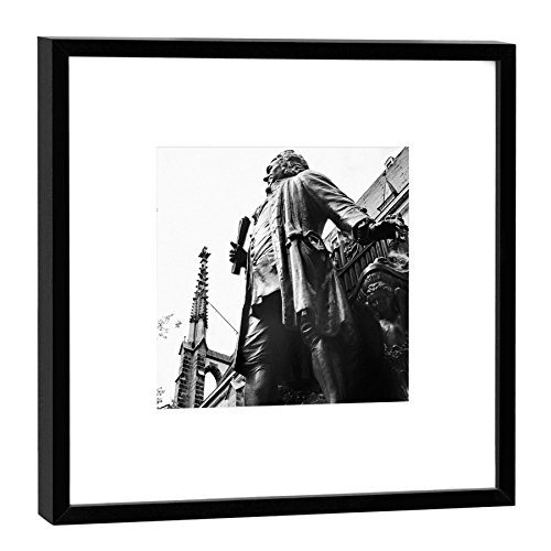 Photo mémorial de Bach devant Thomaskirche Leipzig cadre bois COGNOSCO 52cm