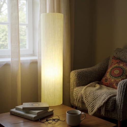 Image of Cotton Fabric Floor Lamp for Bedroom's Desk Lamp for LivingRoom, Bed Room, Office | Night Stand Dimmable Room Floor Lamp for Reading Corner Lamp (Beige)