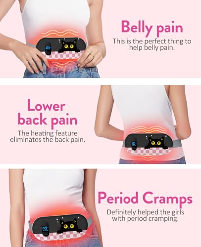 Image of Portable Heating Pad for Period Cramps: 6 Heat Levels and 6 Massage Modes | Cordless Electric 14s Fast Heating Large Belly Wrap Belt for Menstrual, Back Pain Relief - A Gift for Women Girls Her