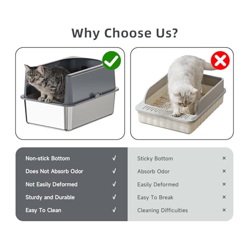 Caja sanitaria para gato de acero inoxidable Booche 20x14x12 in miniatura 6