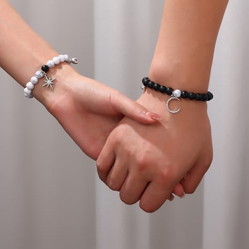 Sun and Moon Friendship Bracelets Matching Bracelets for Couples Cute Handmade Beaded BFF Bracelets for 2 Bracelets Fashion Charm Womens Bracelets Jewelry Gifts3