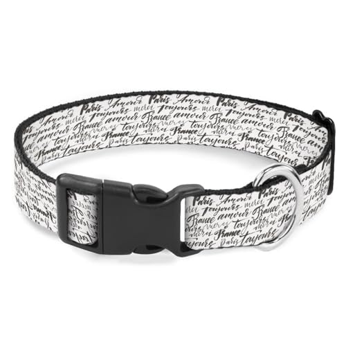 France Paris Hand Written Letters Pet Collar Cat Dog Neck Strap Quick Release Buckle Adjustable...