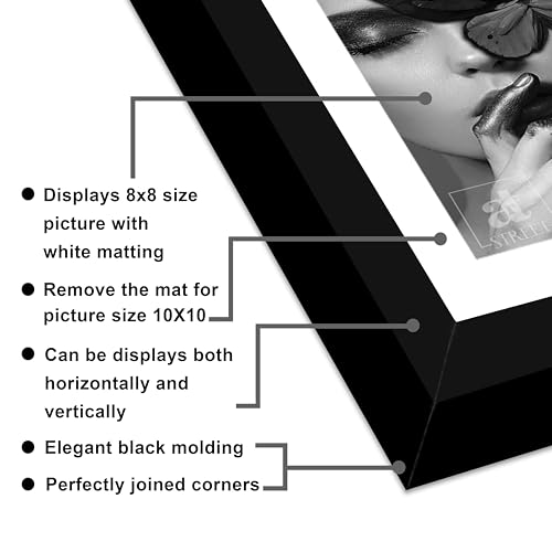 Image of Art Street Premium Photo Frame for living room, Classic Aesthetic Design Photo Frames for Photograph, Art Work, Kids Room Set of 6 (10x10 Inch, Black)