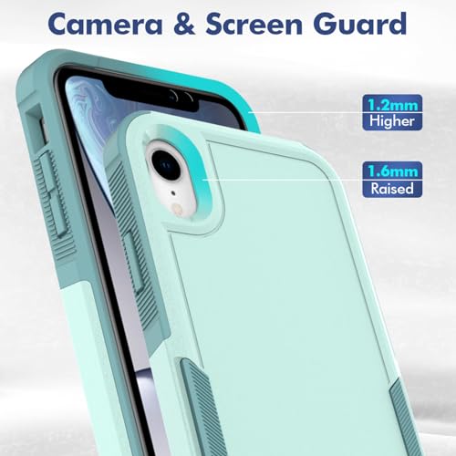 for iPhone XR Case: Dual Layer Protective Heavy Duty Cell Phone Case Shockproof Rugged Bumper Tough with Screen Protector - 16ft Military Grade Drop Tested for Appple iPhone XR (6.1 inch), Green - image 4