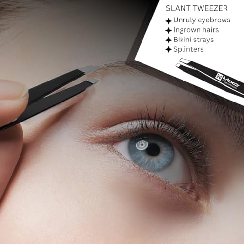MACS TWEEZERS SET;- for Eyebrow Plucking, Ingrown Hair -Best for Eyebrow Hair, Facial Hair Removal - Stainless Steel Precision Sharp- Pointy Ends Meet Perfectly. (3 PCs Black Tweezers Set) - Thumbnail 2
