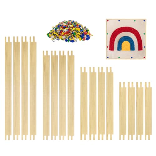 Image of 8 Sets Stretcher Bars for Needlework with 100 Pins, 4 Sizes 16PCS Wooden Canvas Splicing Stretcher Bars Needlepoint Embroidery Stitch Frame Set for Crafts Art Supplies