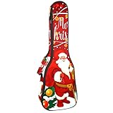 Konzert-Ukulelen-Rucksack, robuster Ukulele-Koffer mit Stauraum, Sopran-Konzert-Ukulele, 10 mm, gepolsterte Tasche, schwarze Schafe, Frohe Weihnachten, Weihnachtsmann und Schneemann