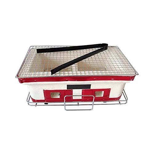 Japanischer Grill Grill Grillplatz, 3-5 Personen Keramik Rauchfrei Tragbarer Holzkohlegrill Für Indoor Outdoor Familientreffen Camping Werbung-red
