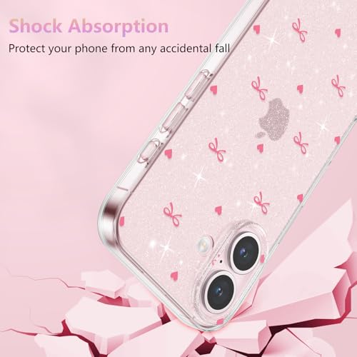 Coque à paillettes iPhone 16 antichoc et esthétique fuchsia