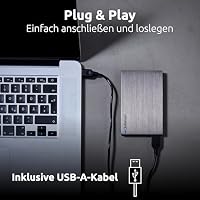 Intenso Memory Board 2,5 Zoll Externe Festplatte 1 TB – USB 3.2 Gen 1 externe HDD, Aluminium-Gehäuse, 85 MB/s Lesen, 75 MB/s Schreiben, LED-Statusanzeige, kompatibel mit Windows und Mac, silber – Ansicht 3