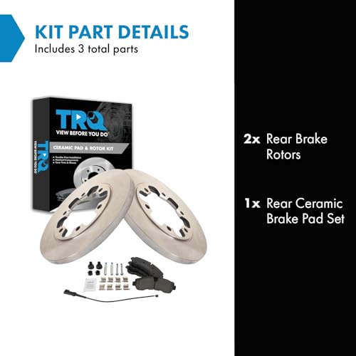 Image of TRQ Rear Brake Pad and Rotor Set Ceramic Solid Rotors Compatible with 2020-2022 Ford Transit-350 HD