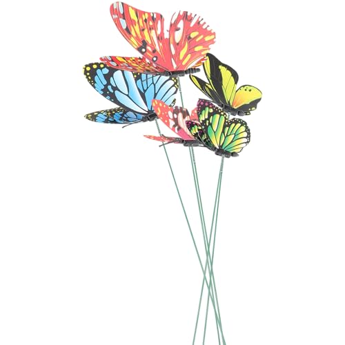 Kisangel 5 Stück Schmetterling Gartenstecker aus Langlebigem Wetterfest Bunte Gartendeko für Blumenbeete und Verschönert Außenbereiche mit Realistischer Optik Zufällige Zufällige Farbe