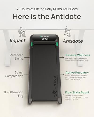 Image of UREVO Auto Incline Walking Pad with AI App, Brushless Quiet Motorized Treadmill for Apartments, 9% Power Incline Standing Desk Treadmill, 12-Point Shock Absorption & Immersive Hiking