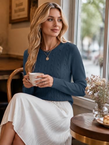 Image of Rapbin Women's Contrast Trim Knit Sweater Long Sleeve Crew Neck Pullover | Color Block Soft Lightweight Regual fit,Business Casual Work,Fashion Versatile Fall Spring Outfits,Winter Layer Clothing