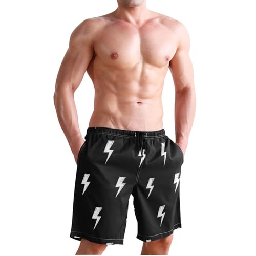 Men's Swim Trunks Quick Dry Swimming Shorts with Pocket Lightning Bolt Pattern Print Swimsuit Trunks3