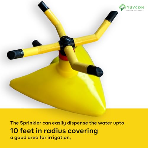 Image of YUVCON Sprinkler for Garden, 4 arm Sprinkler with 360 Degree Rotation, Dispenses The Water evenly, fits 1 /2 inch, 3 /4 inch & 1 inch inch Pipe, Water Sprinkler