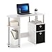 Furinno Jaya Simplistic Computer Study Desk, White Oak/Chrome/Black