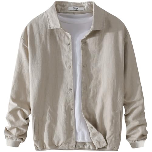 Men's Ramie Cotton Jackets Fashion Casual Comfortable Two-layer With Pockets Jacket For Men