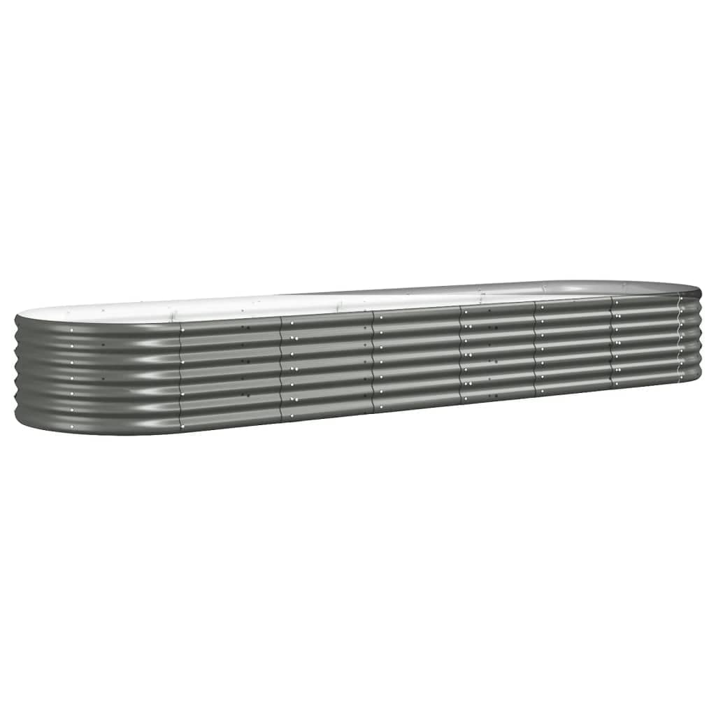 vidaXL Lit Surélevé de Jardin Pot à Fleurs Boîte à Plantes Lit Surélevé Patio Terrasse Extérieur Acier Galvanisé 296x80x36 cm Gris