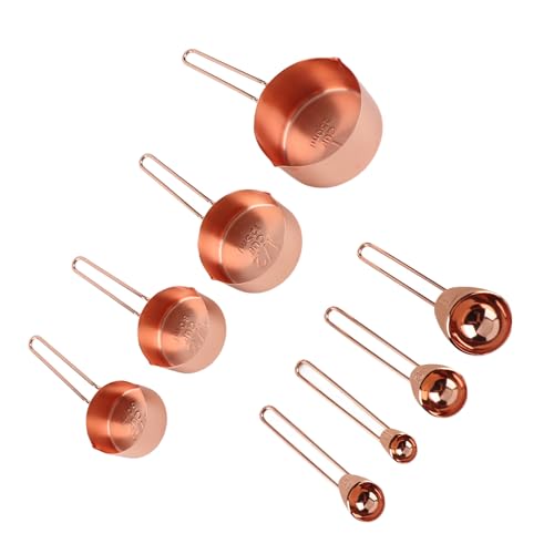 Juego de cucharas medidoras de 8 piezas color oro rosa para tu cafetería o cocina casera 3