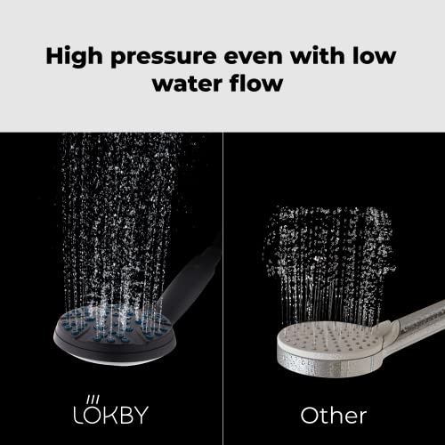 Lokby Hand Held Shower Head - 8 Spray-Settings Detachable Shower Head - High Pressure Showerhead With Handheld Sprayer - 1 Min Installation - 59" Stainless Steel Shower Head Hose - Black #TOP6
