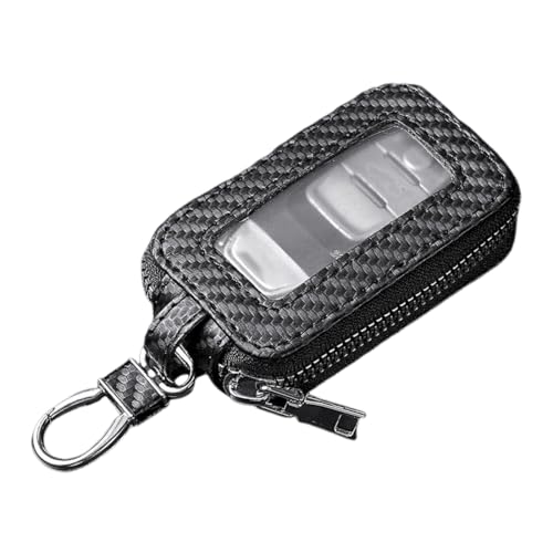 Funda para Llave de Coche, Funda de Piel para Llavero Universal, Funda de Llavero de Coche Cuero PU Autoschlüsselhülle Gancho de Metal Anillo de Llaves Cremallera Protectora（Negro）