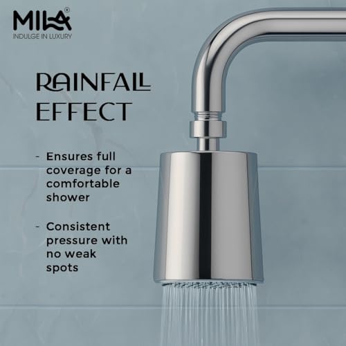 Image of Mila Ovolo ABS Wall Mounted Round Shower Head | Modern Black Finish with Full Spray & Even Water Distribution | Rust & Corrosion Resistant Bathroom Accessory