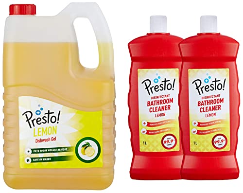 Image of Dishwash Gel - 5 L (Lemon) & Bathroom Cleaner - 1 L (Lemon, Pack of 2)
