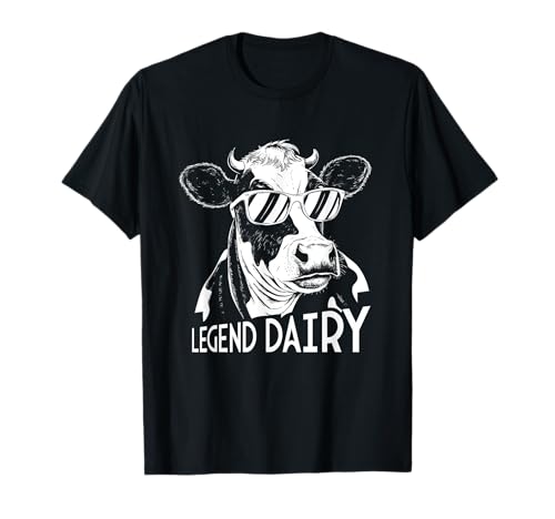 Legend Dairy Funny Farm Animal Cow Sunglass Farmer Farming T-Shirt