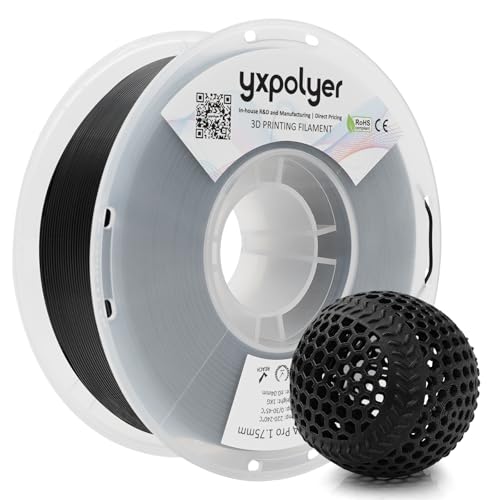 Image of YXPOLYER Flexible PLA Filament Flex PLA Pro 1.75mm 1kg Soft PLA 92A 3D Printer Filament for Bouncy Airless Basketball and Food Safe Food-Grade Stretchy Dog Toy, Raven Black