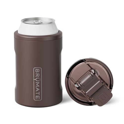 BrüMate Hopsulator Duo 2-in-1 Insulated Can Cooler for 12oz Cans + 100% Leakproof Tumbler with Lid | Insulated for Beer, Soda, and Energy Drinks (Java)