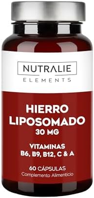Hierro Liposomado 30mg Cansancio y Fátiga - Con Vitamina C, B12 Á...