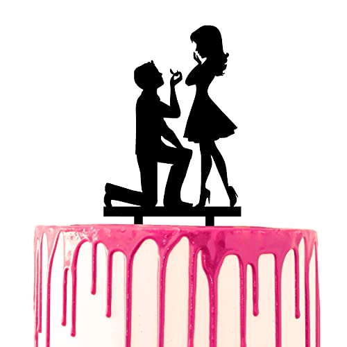 CARISPIBET Cake Topper Décoration de gâteau de mariage en acrylique pour demande en mariage ou fiançailles Cover
