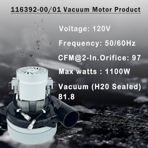 116392-00/01 Central Vacuum Motor, 120V/ 2 Stage/1100w/97CFM/5.7 Inch, Replacement for ametek Lamb,for Central Vacuum Systems, Industrial Cleaning Equipment Only by NHNDDFD NIJUL - Image 2