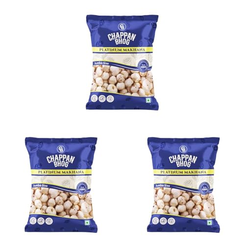 Image of Chappan Bhog Platinum Makhana 100g | 6+ Suta Jumbo Foxnuts (Phool Makhana) | Premium Raw Makhana (Lotus Seeds) | High Protein, Gluten Free Healthy Snack | Ready to Eat | Fasting and Evening Diet Snack