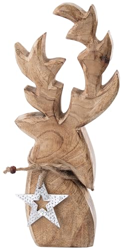 Brandsseller Weihnachtsdeko aus Mangoholz ca.31x13x4 cm Winterdeko...