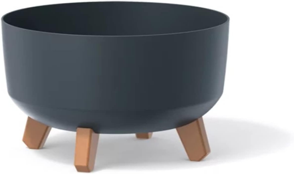 Prosperplast Gracia Low Flower Pot with Removable Legs Including Insert for Indoor and Outdoor Planter Round Plastic UV-Resistant (380 mm, Green)