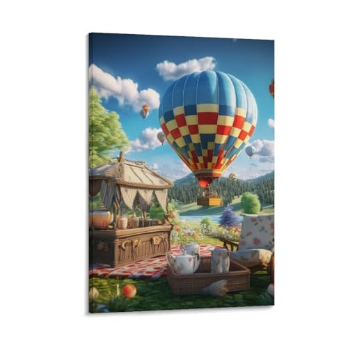 Tableau Impression Sur Toile Montgolfière Déco Murale Chambre 40x60cm