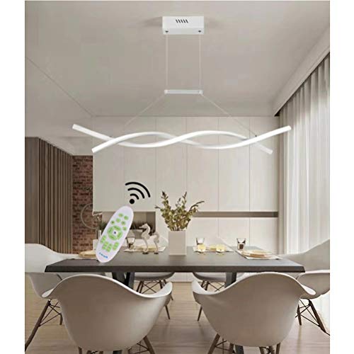 Preisvergleich Produktbild LED Pendelleuchte Dimmbar Wohnzimmer Lampe Deckenleuchte Modern mit Fernbedienung Design Hängelampe / Pendellampe Metall Acryl Höhenverstellbar Hängeleuchte Esszimmers Küche Büro Leuchte (Weiß)
