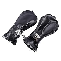 ALMYMM Petplay Fesseln Sex Hunde Handschuhe mit Schloss,Bondage Erotik Fist Handschuhe SM Fessel Sexspielzeug Beide Extrem Hundepfoten Paare,Hund Bondagehandschuh für Dog Play Cosplay Sklave (Schwarz)