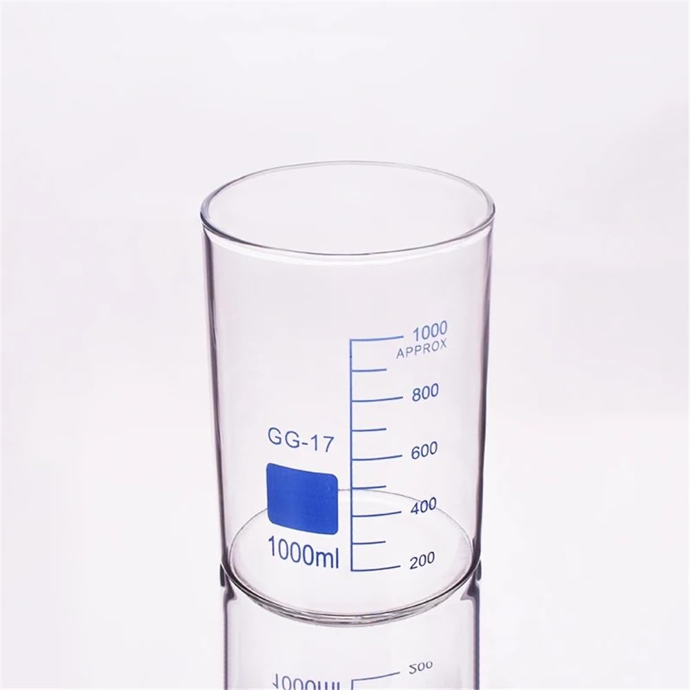 Vetreria da laboratorio Becher in vetro borosilicato basso senza beccuccio, capacità 100 ml/150 ml/250 ml/500 ml/850 ml/1000 ml/2000 ml/3000 ml/5000 ml(1000ml)