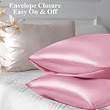 Vielit 2 Pack Satin Pillowcase for Hair and Skin Cooling,Soft as Silk Pillowcase for Hair and Skin,Easier Care than Silk Pillow Case Pink 50x75cm Gifts for Women Envelope & 2 Scrunchies - Image 7