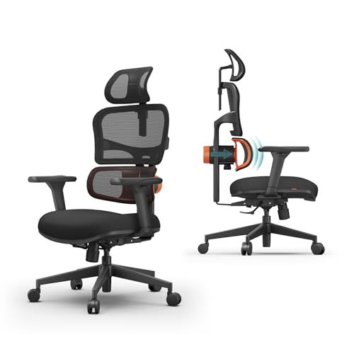 Image of Newtral Office Chair Ergonomic - Home Office Desk Chair, Big and Tall Office Chair, Auto-Following Lumbar Support for Back Pain, Adjustable Seat Depth and Height (No Foot Rest + Laptop Table, Black)