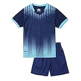 [Hiheart] キッズ サッカーウエアセット 半袖 短パン 子供 ボーイズ ジュニア サッカージャージ トレーニング上下セット 2点 男の子 ネイビー2 150cm