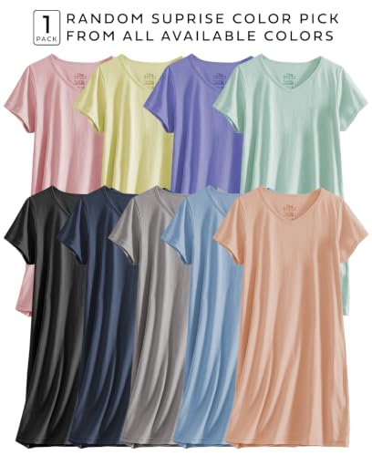 Image of Sexy Basics Women's Soft & Flowy V-Neck Long Shirt | 24 /7 Nightwear-Sleepwear T Shirt | Multi-Packs & Colors