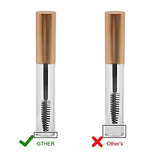 Gther 10Pcs 10Ml Empty Mascara Tube Bottle With Eyelash Wand & Rubber Inserts & Funnels Set For Castor Oil/Eyelash Growth Oil, Diy Mascara Eyelash Cream Container With Cap, Matte Gold #TOP5