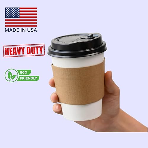 Coffee Cup Sleeves - Hot Cup Sleeves Eco-Friendly Kraft Jacket Beverage Sleeves for Paper Cups, Fits 10-20oz - Bulk Coffee Sleeves 50 Pack for Cafés & Shops - Thumbnail 6