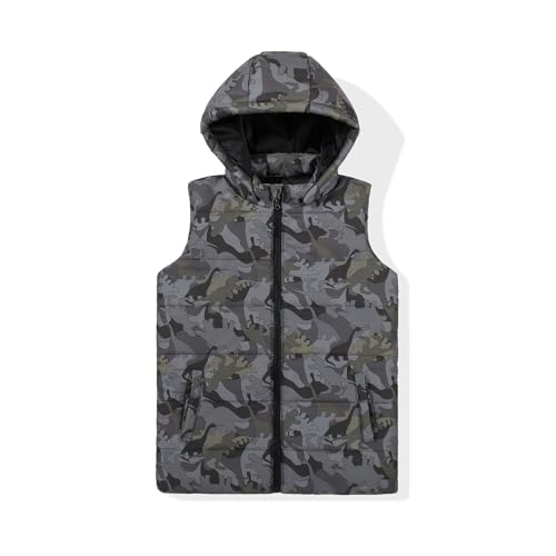 Image of SNOW DREAMS Boys Puffer Vest Hooded Quilted Outwear Sleeveless Jacket Lined Zipper Waistcoat