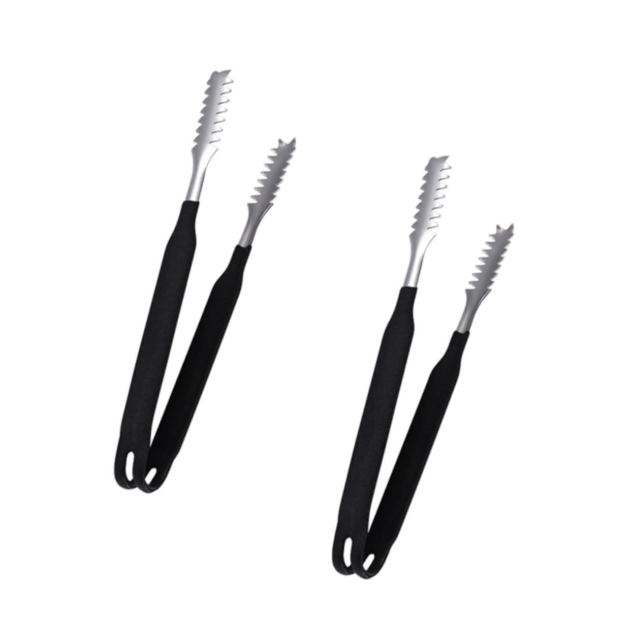 CIYODO 1set Non Stainless Steel Tongs with Toothed Nip Versatile Food Serving Clips for Ice Sugar and Appetizers for Home Parties and Restaurants Black 2pcs